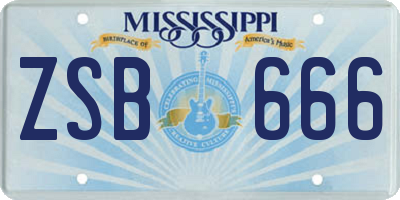 MS license plate ZSB666
