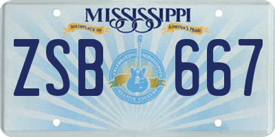 MS license plate ZSB667