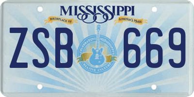 MS license plate ZSB669