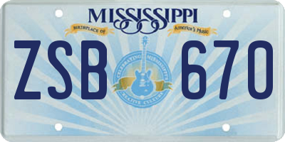 MS license plate ZSB670
