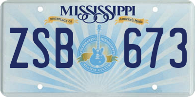 MS license plate ZSB673