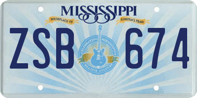 MS license plate ZSB674