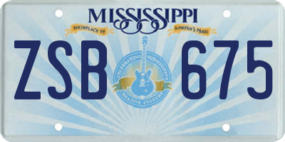 MS license plate ZSB675