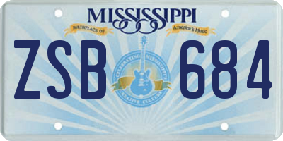MS license plate ZSB684
