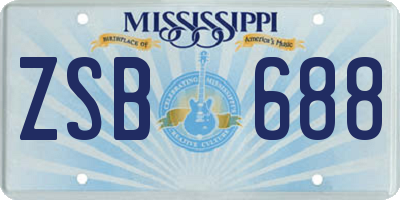 MS license plate ZSB688