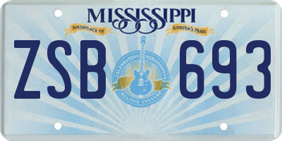 MS license plate ZSB693