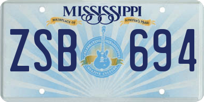 MS license plate ZSB694