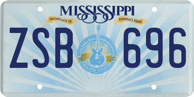 MS license plate ZSB696