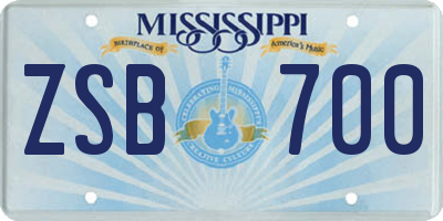 MS license plate ZSB700