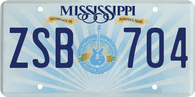 MS license plate ZSB704