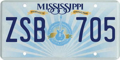 MS license plate ZSB705