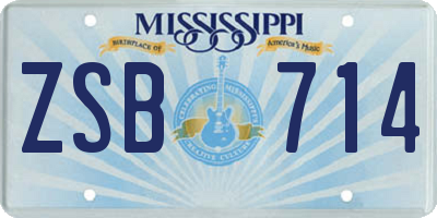 MS license plate ZSB714