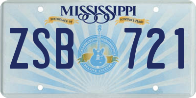 MS license plate ZSB721