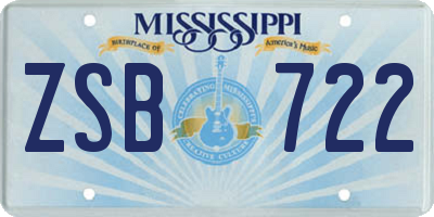 MS license plate ZSB722