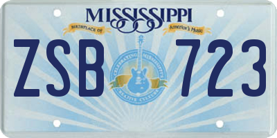 MS license plate ZSB723