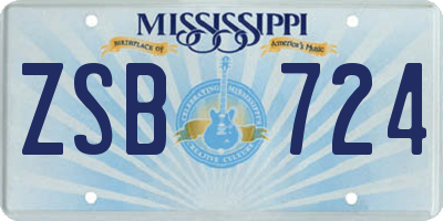 MS license plate ZSB724