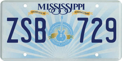 MS license plate ZSB729