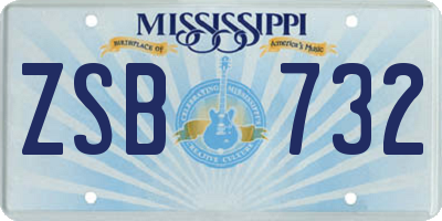 MS license plate ZSB732