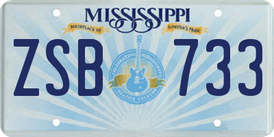 MS license plate ZSB733