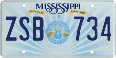 MS license plate ZSB734