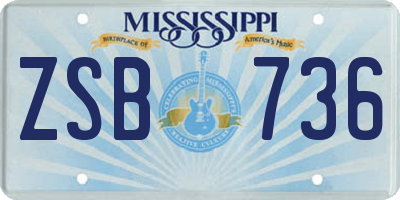 MS license plate ZSB736