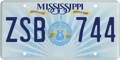 MS license plate ZSB744