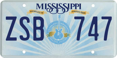 MS license plate ZSB747
