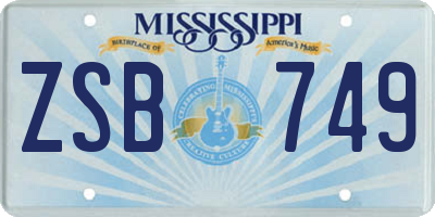 MS license plate ZSB749
