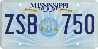 MS license plate ZSB750