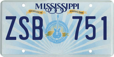 MS license plate ZSB751
