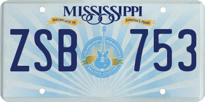 MS license plate ZSB753
