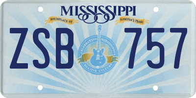 MS license plate ZSB757