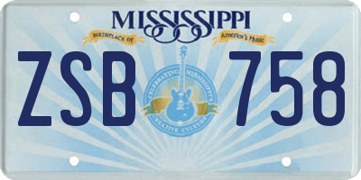 MS license plate ZSB758
