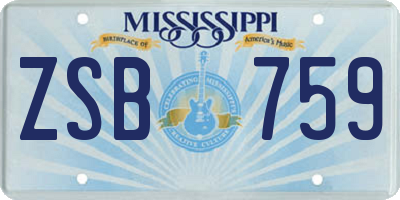 MS license plate ZSB759