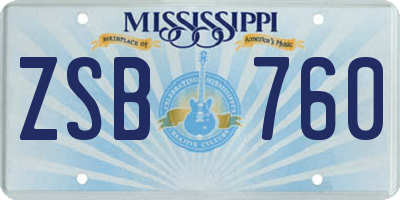MS license plate ZSB760