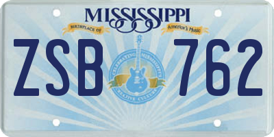 MS license plate ZSB762