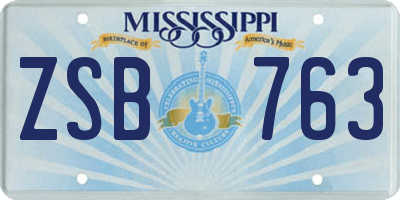MS license plate ZSB763