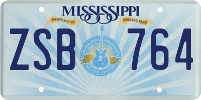 MS license plate ZSB764
