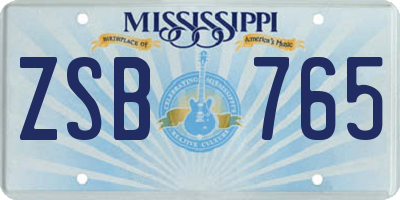 MS license plate ZSB765
