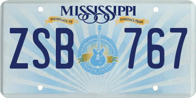 MS license plate ZSB767