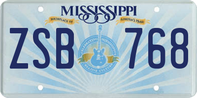 MS license plate ZSB768