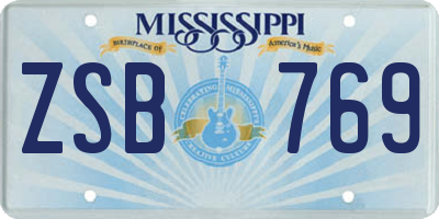 MS license plate ZSB769