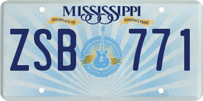 MS license plate ZSB771