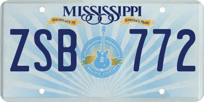 MS license plate ZSB772