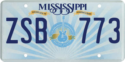 MS license plate ZSB773