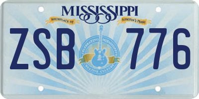 MS license plate ZSB776