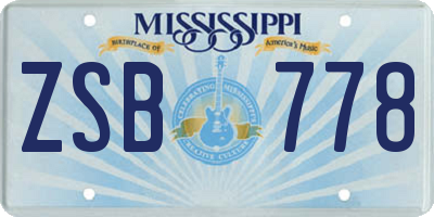 MS license plate ZSB778