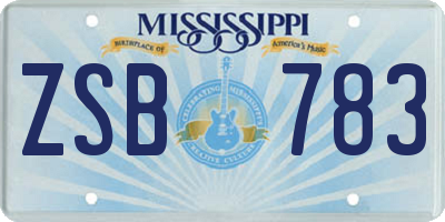 MS license plate ZSB783
