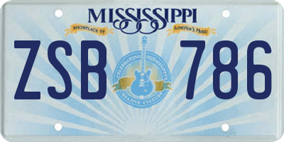 MS license plate ZSB786