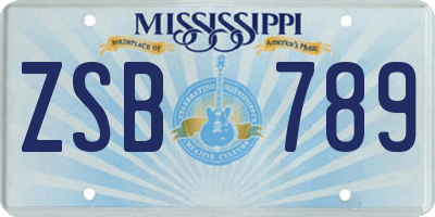 MS license plate ZSB789